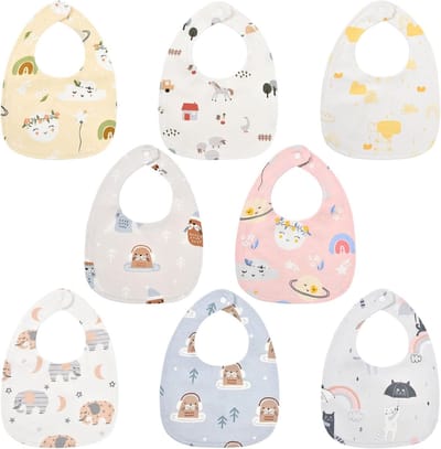 Zachte en Absorberende Baby Slabbetjes met Verstelbare Drukknopen, Muslin Neckerchief voor Jongens en Meisjes, Perfect voor Druppelen en Eten