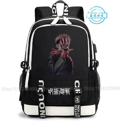 Jujutsu Kaisen Rugzak Anime Satoru Cosplay Mochila Grote Capaciteit Student Jongens Schooltas Cartoon Laptop Reizen Rucksack Cadeau 12 inches black