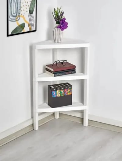Sev Plast - 3 Laags hoek opbergrek - Staand rek 3 etages voor badkamer - Corner keukenrek - Badkamerrek - Kunststof hoekrek - Wit