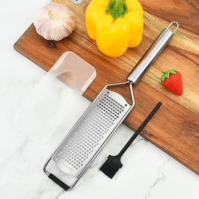 ZYLARO kaasrasp - rasp - Premium kaasrasp - met kleine kwast - met Metalen handvat - met beschermhoes - handrasp - raspen - RVS
