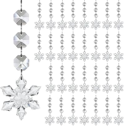 30 stuks sneeuwvlokken kerstboomversieringen, hangende ornamenten van acrylkristal, sneeuwvlokkenster kerstversiering, kerstboom-winterwonderland-decoratie