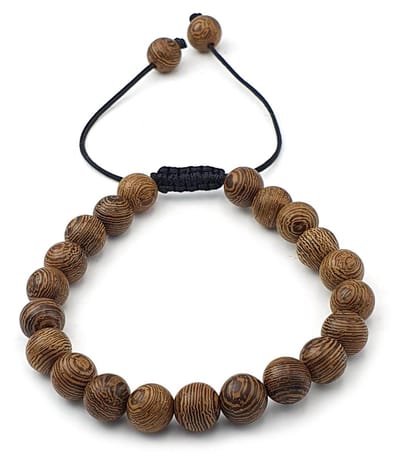 Bruine houten kralenarmband met shuifknoop