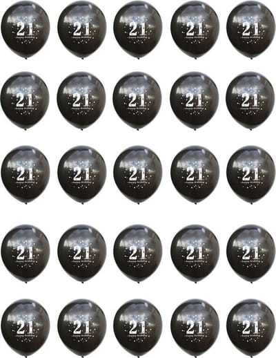 25 Zwarte Ballonnen - 21 Jaar & Gefeliciteerd