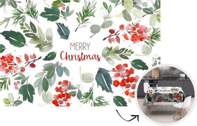 Kerst Tafelkleed - Kerstmis Decoratie - Tafellaken - Kerst - Quote - Waterverf - 220x150 cm - Kerstmis Versiering