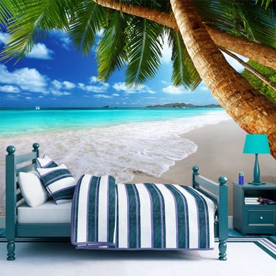 98cm X 70cm - Zelfklevend fotobehang - Tropisch strand, 8 maten, premium print