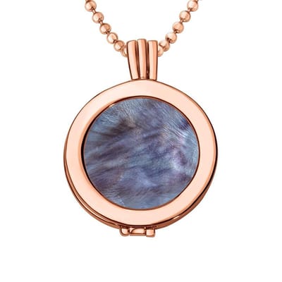 Quiges - Munthouder met Ketting en Munt 25mm Schelp Paars - Rose Goudkleurig - EPRHZ318