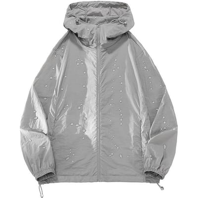Effen Kleur Outdoor Zonbeschermingskleding voor Mannen en Vrouwen, Dezelfde UV-bestendige Huidkleding, Koude en Dunne Jas 4XL gray