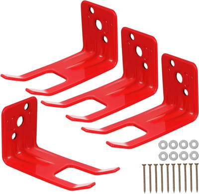 Brandvrije Haak Set - Brandblusser Bevestiging - Veiligheid Thuis - IJzeren Constructie - 9 x 5 x 4.5 cm - Rood