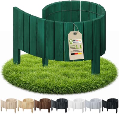 Floranica Flexibele tuinrand 10 x 100 cm groen gazonrand tuinomranding houten tuinhek rolborder