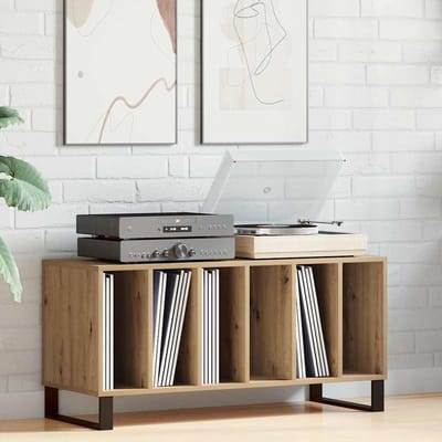 vidaXL - Platenkast - artisanaal - eikenkleurig - 100 - x - 38 - x - 48 - cm