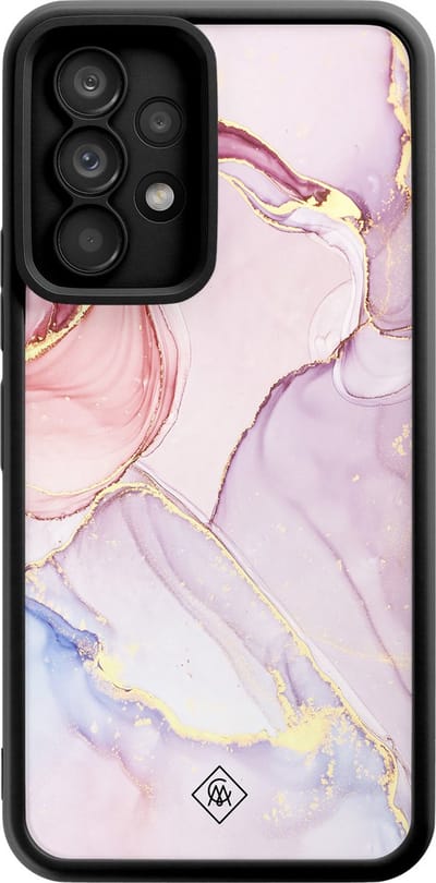 Casimoda® hoesje - Geschikt voor Samsung Galaxy A52 5G - Marmer roze paars - Zwart TPU Backcover - Marmer - Paars