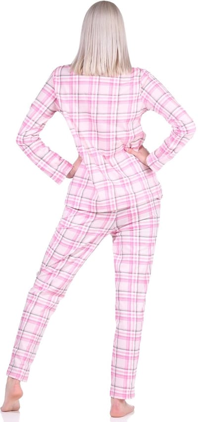 Dames jersey pyjama met doorknoop in ruitjesoptiek - ook verkrijgbaar in oversize