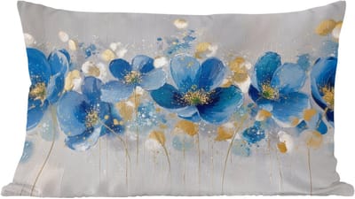 Sierkussens - Kussentjes Woonkamer - 60x40 cm - Bloemen - Blauw - Abstract