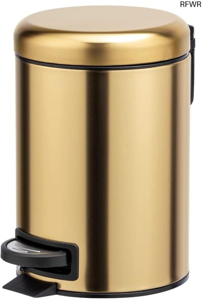 RFWR® Cosmetische Pedaalemmer 3 L Mat Goud - Vuilnisemmer met Anti-Vingerafdruk en Trapfunctie