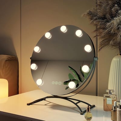 Ronde Make-Up Spiegel 40 cm met Dimbare Verlichting en 360° Rotatie