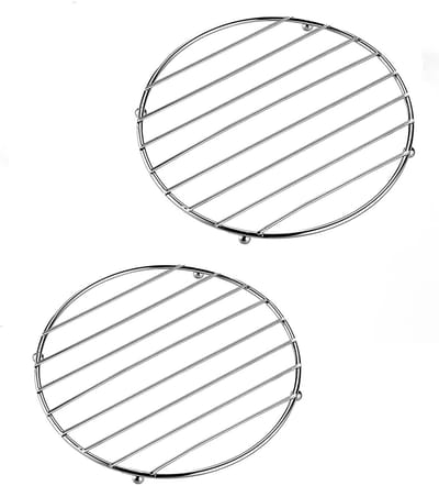 2-stuks Afdruiprek - Roestvrijstalen afdruiprek - Pannenlap - Roestvrijstalen warmte-isolatiemat - Vaatwasmachinebestendig - Multifunctioneel - Anti-verbranding - Rond - Geschikt voor afdruipen, stomen, warmte-isolatiematten, enz. - Zilver