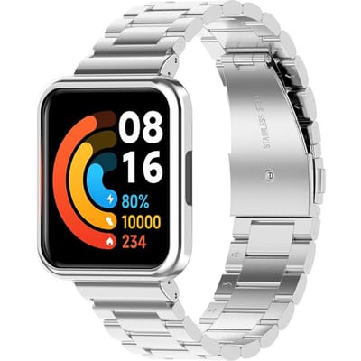 Metalen Band Case Compatibel voor Xiaomi Redmi Watch2 Lite Internationale Versie Metalen Band met Beschermhoes Type 1 gray
