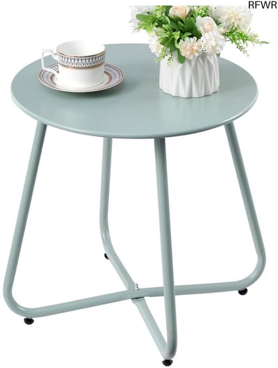RFWR® Ronde Buiten Bijzettafel voor Balkon en Tuin - Weerbestendig Metalen Tuintafel