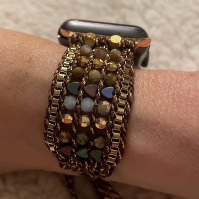 Applewatch horlogebandje Bohemian ibiza fijne glazen kraaltjes met geknoopte sluiting 42/44/45mm