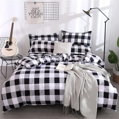 Moderne Bedlinnen Set met Duvet Cover en Kussensloop, Microfiber, Zacht Ritsontwerp, Geschikt voor Bed 150-220 x 240 cm in Zwart, Grijs en Wit