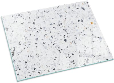 Tulup Kachel Vloerplaat - Steenpatroon met deeltjes Plaat Voor Onder Houtkachel - 80 cm x 60 cm - Wit Vloerplaat Openhaard - Rechthoek Kachel Vloerplaat - Vloerplaat Voor Houtkachel - Onderplaat Kachel - Vloerplaat Voor Kachel