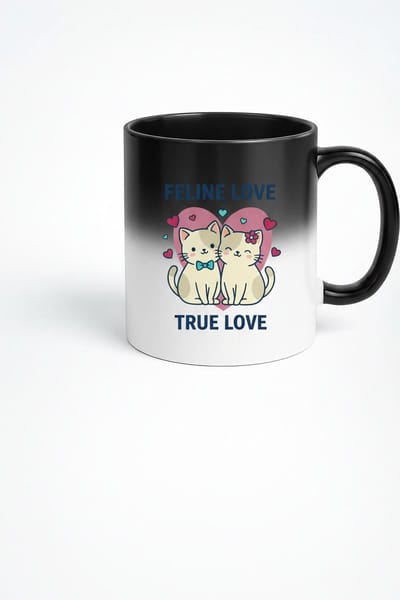 Magische Mok Feline Love & True Love - Warmtegevoelige Katten Liefdesmok - Ideaal Cadeau voor Koppels en Kattenliefhebbers