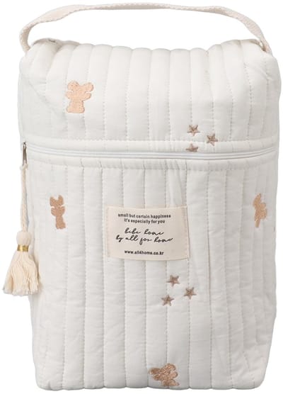Dailygoods- Flessenzak Draagbaar - Koeltas voor Babymaaltijden - Opvouwbaar - Luiertas - Doekjes - Zacht Katoen met Borduurpatroon