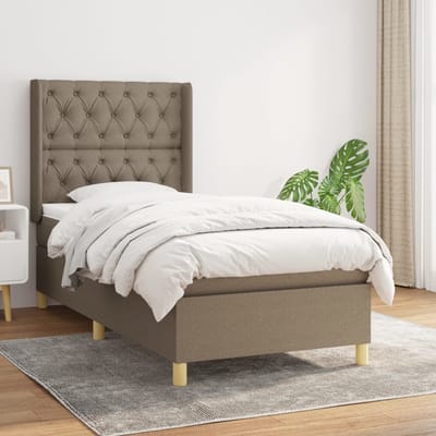 vidaXL - Boxspring - met - matras - stof - taupe - 80x200 - cm