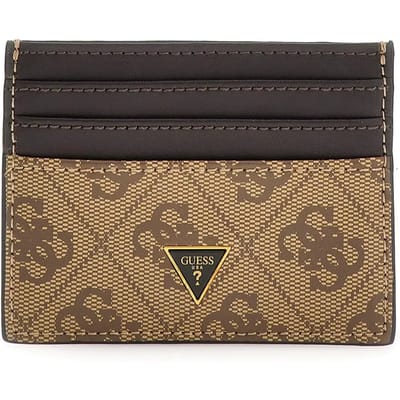 GUESS Leren kaarthouder Mito Card Case Beige / Brown bruine