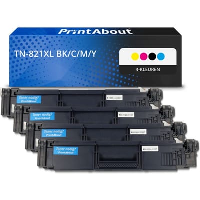 PrintAbout huismerk Toner TN-821XL BK/C/M/Y 4-kleuren Multipack Hoge capaciteit Geschikt voor Brother