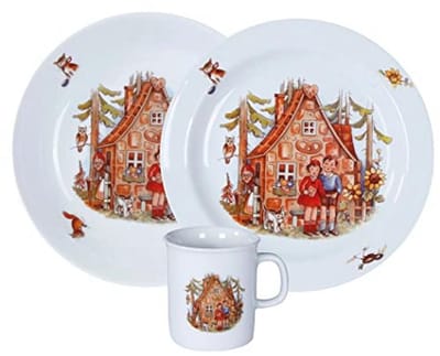Kleurrijk 3-delig kinderservies met sprookjesmotief