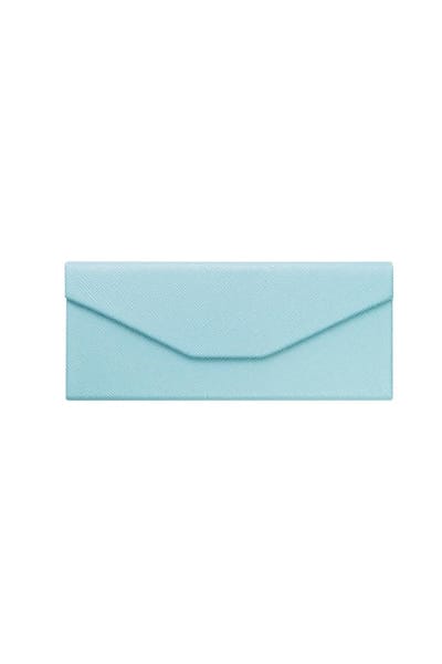 YWG - Opvouwbare driehoekige zonnebrillenkoker PU-leer - Licht blauw