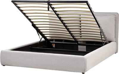 BAJONNA - Bed met opbergruimte - Lichtgrijs - 160 x 200 cm - Polyester