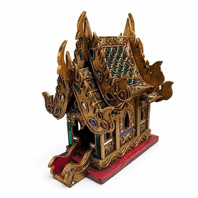 Thais Tempelhuis Sukhothai Goud 29 cm – Handgemaakt Decoratiehuis – Oosterse Woondecoratie