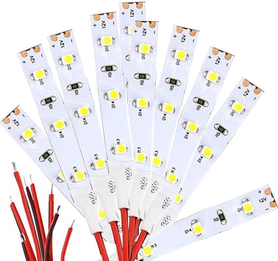 Allecto - 10PCS 3 Led Model 12V Led Strip Licht - Ideaal voor Modelbouw - Warm Wit - Verlichting voor Modeltreinen - Geschikt voor Modelhuizen