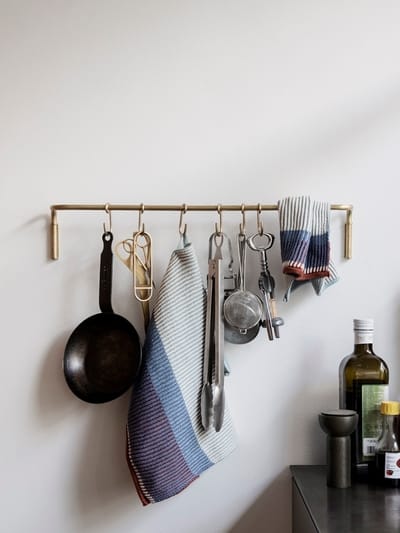 Ferm Living - Kitchen rek met haken - messing - goud