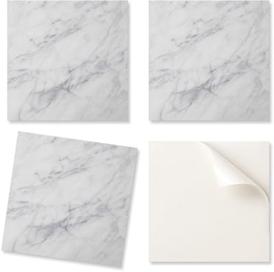 Set zelfklevende vinyltegels met marmerprint en aderen, 20x20x20 cm