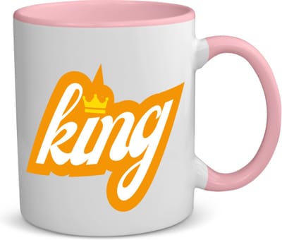 Akyol - king koffiemok - theemok - roze - Koning - een koning - verjaardagscadeau - kroontje - kado - gift - geschenk - 350 ML inhoud
