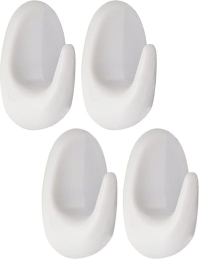Tendance Plakhaakjes - 3 x 2 x 5 cm - Zelfklevende ophang haakjes - 4x stuks - kunststof - wit - keuken/badkamer haken