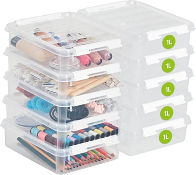 Famanu – Set van 10 - Transparant - Stapelbaar en Nestbaar - 10 Jaar Garantie - Voedselveilig en BPA-vrij - Sluitclips - L21 x B17 x H6 cm