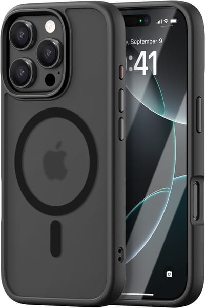 iDenn hoesje voor iPhone 16 Pro Mat Transparant Zwart geschikt voor MagSafe