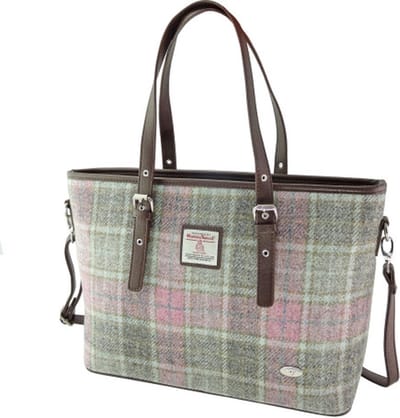 Schoudertas Spey Tote bag Zacht Roze Buchanan - Groot - Ritssluiting - Harris Tweed - Glen Appin of Scotland