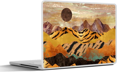 Laptop sticker - 15.6 inch - Marmer print - Tijgerprint - Goud - 36x27,5cm - Laptopstickers - Laptop skin - Cover