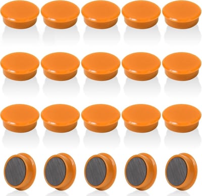 SnelShoppen - 20 Stuks Sterke Oranje Fridge Magnets voor Koelkast, Whiteboard, Keuken, Kantoor, Klaskamer - Mini Decoratieve Rond Magneten