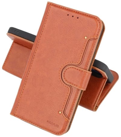 KAIYUE - Luxe Portemonnee Hoesje - Pasjeshouder Telefoonhoesje - Wallet Case - Geschikt voor Samsung Galaxy A72 5G - Bruin