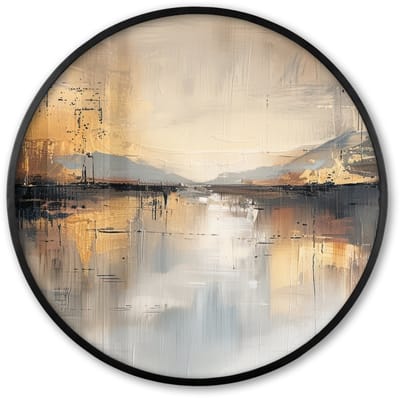 Poster in lijst Rond - Fotolijst 60x60 cm - Posters - Abstract - Modern - Beige - Aesthetic - Goud - Ronde posterlijst zwart - Decoratie - Wanddecoratie woonkamer - Muurdecoratie slaapkamer