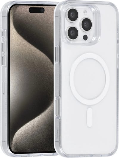 TUNIQ telefoonhoesje voor Apple iPhone 16 Pro - MagSafe siliconen backcover - Transparant wit