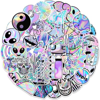 50 coole Stickers | Paars, vsco, alien | Voor laptop, agenda, koffer, etc.