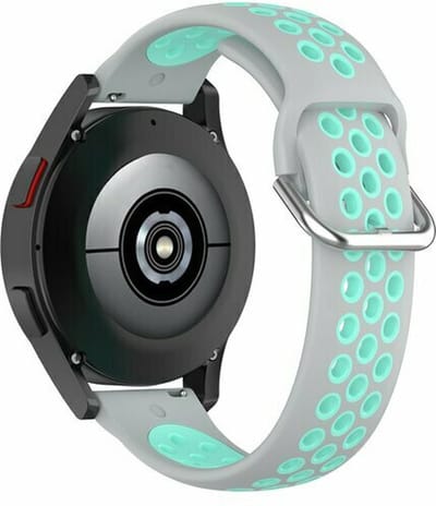 By Qubix - Geschikt voor Garmin bandje - Geschikt voor Garmin Vivomove 3 / HR / Luxe / Sport / Style / Trend - Siliconen sportbandje met gesp - Grijs + turquoise - Smartwatch bandje 20mm