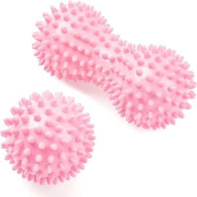 Massagebal Set 2-pack voor Plantaire Fasciitis en Triggerpointtherapie - Lichaams- en Voetmassageroller voor Diepe Weefsel- en Myofasciale Release - Roze
